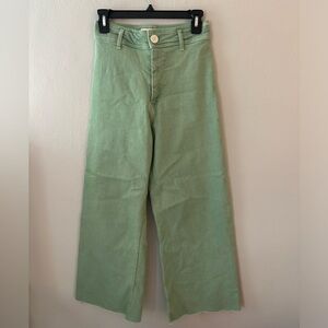 Green ZARA High Waisted Marine Straight Pocket Jeans!